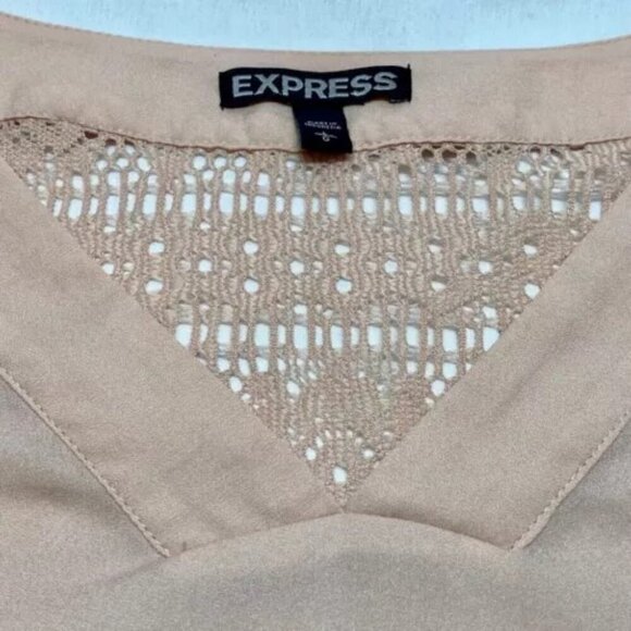 Express Blouse Women's Large Light Peach V-Neck Tunic 3/4 Sleeve Lace Back EUC - Picture 13 of 14